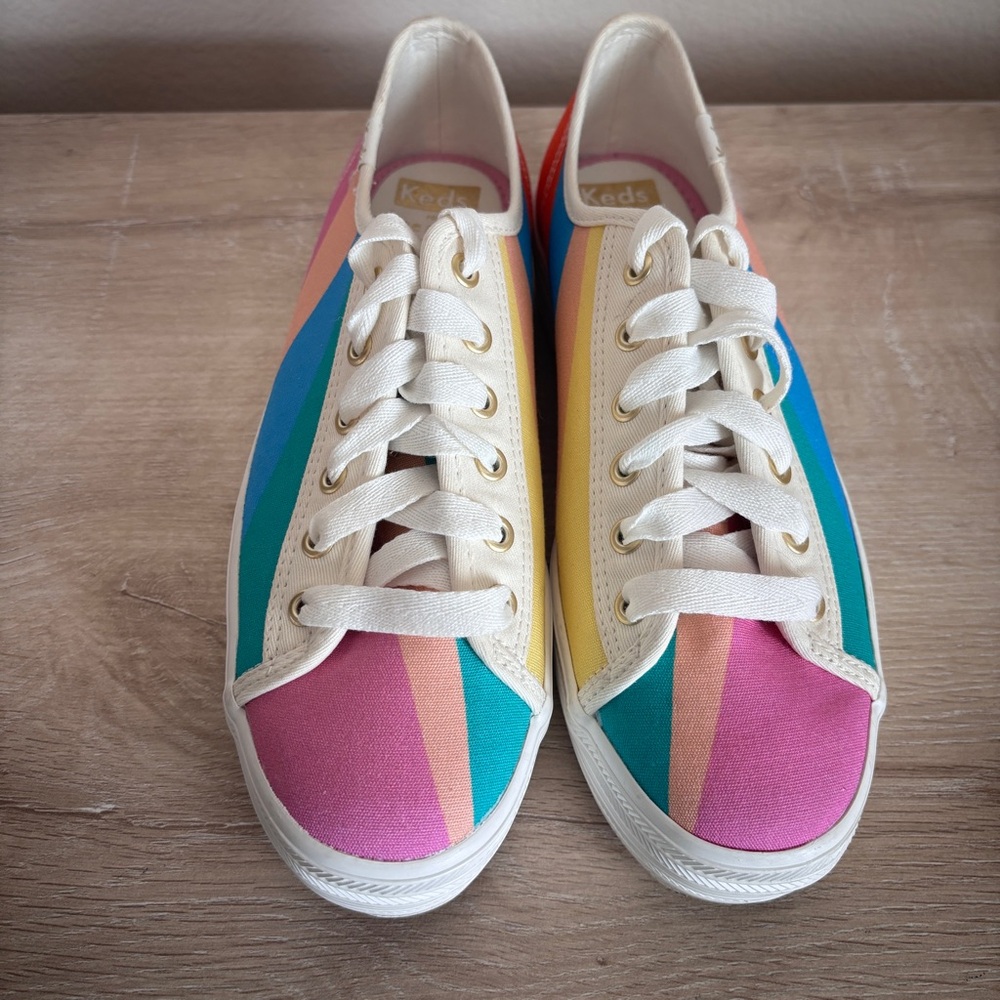 Keds X Kate Spade New York Triple Kick Multi-striped Canvas‎ Sneakers Size 7